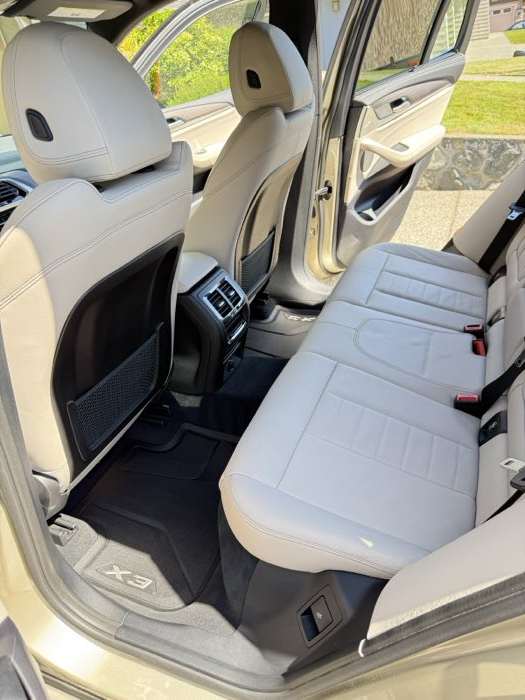 Shampooed seats and clean centre console after mobile detailing in Kelowna, BC